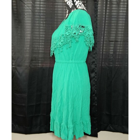 XOXO Lace Ruffle Dress Sleeveless Scoop Neck Green Womens Size Medium‎ - Picture 4 of 12